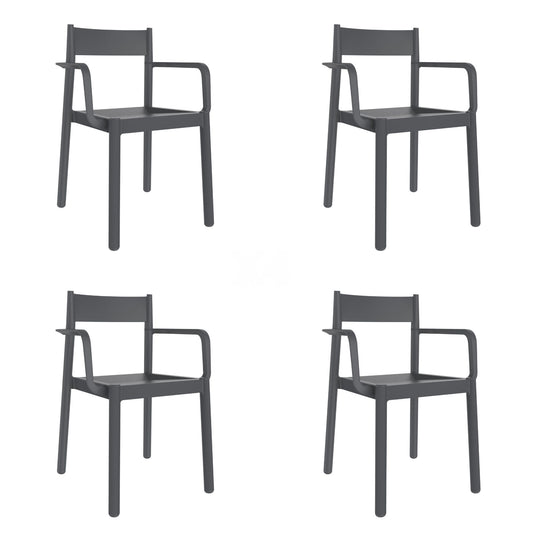 Garbar danna set 4 silla con brazos interior, exterior gris oscuro