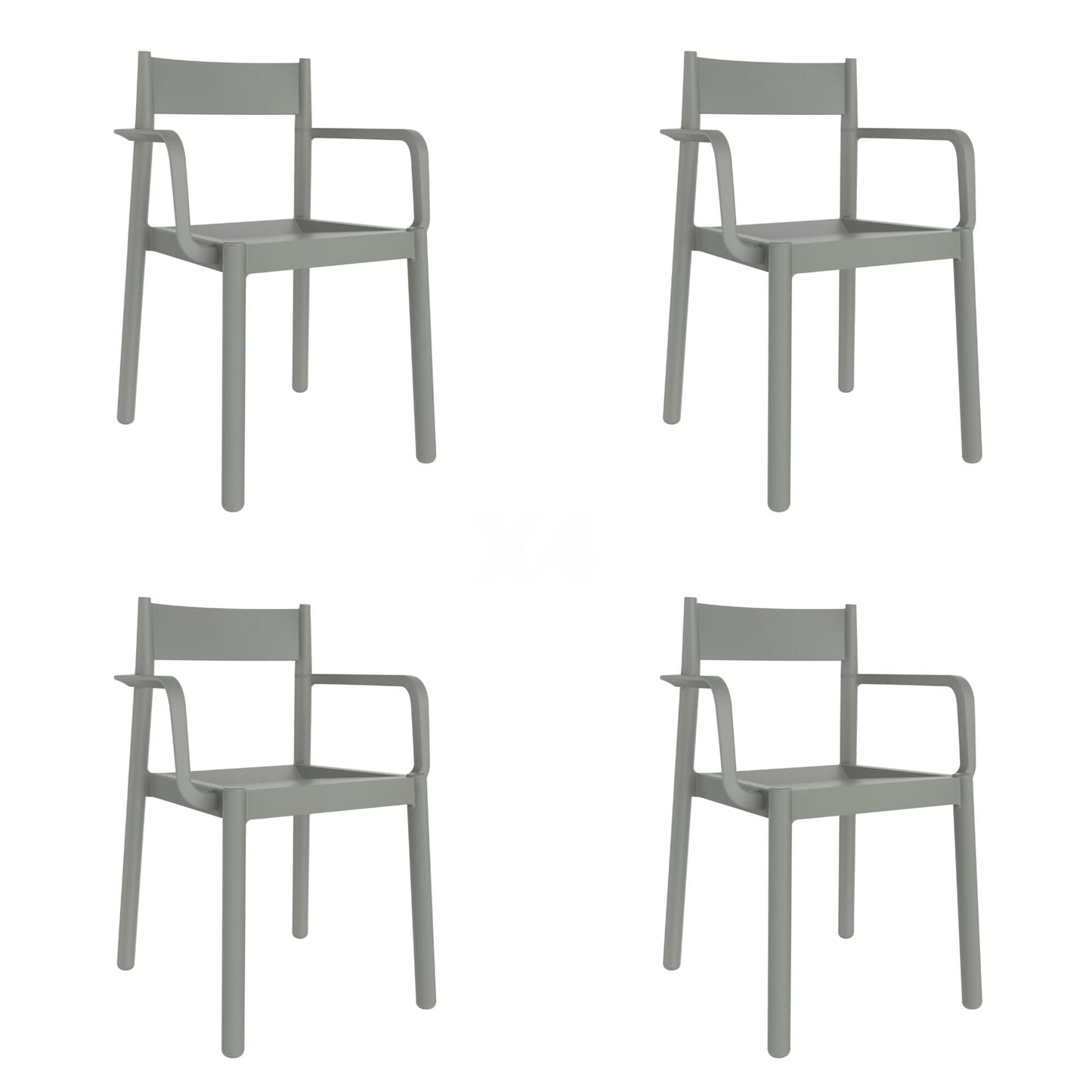 Garbar danna set 4 silla con brazos interior, exterior gris verdoso