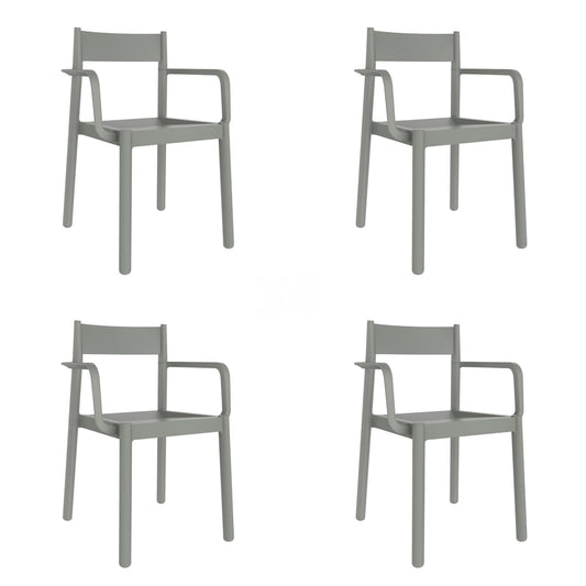 Garbar danna set 4 silla con brazos interior, exterior gris verdoso