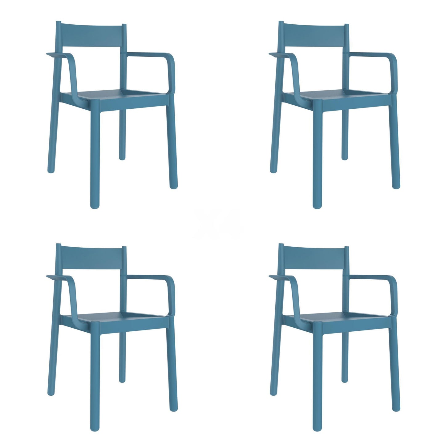 Garbar danna set 4 silla con brazos interior, exterior azul retro