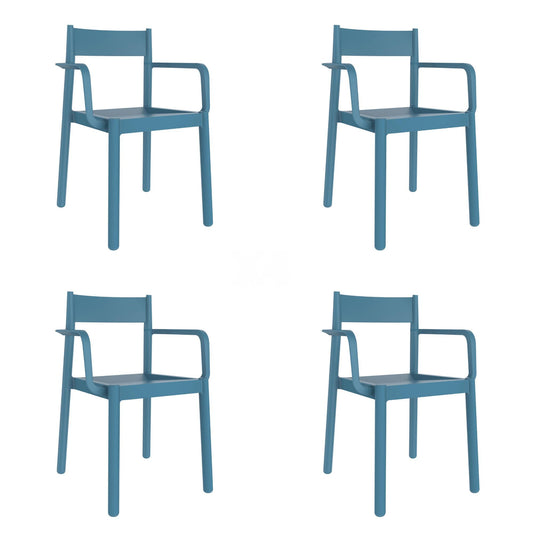 Garbar danna set 4 silla con brazos interior, exterior azul retro