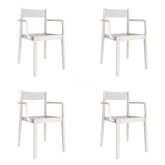 Garbar danna set 4 silla con brazos interior, exterior blanco