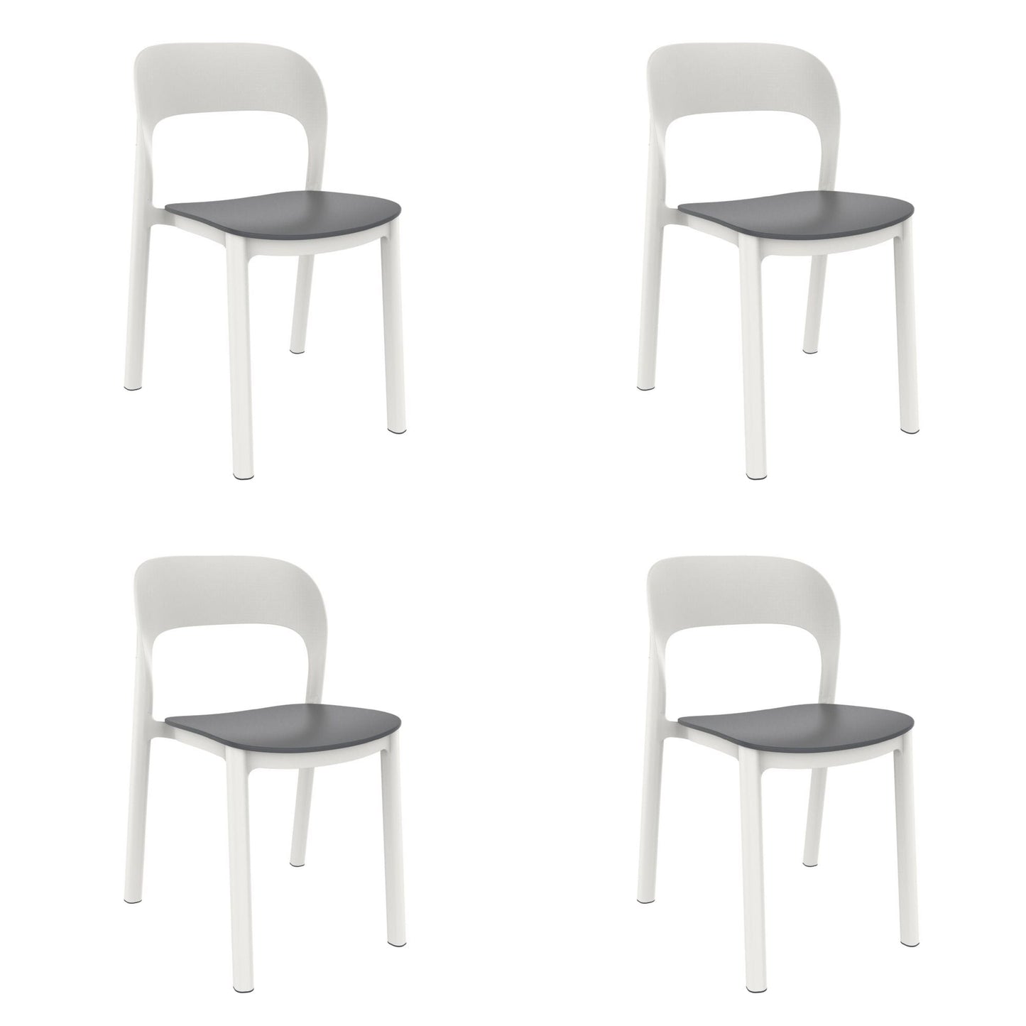 Garbar ona set 4 silla interior, exterior blanco - gris oscuro