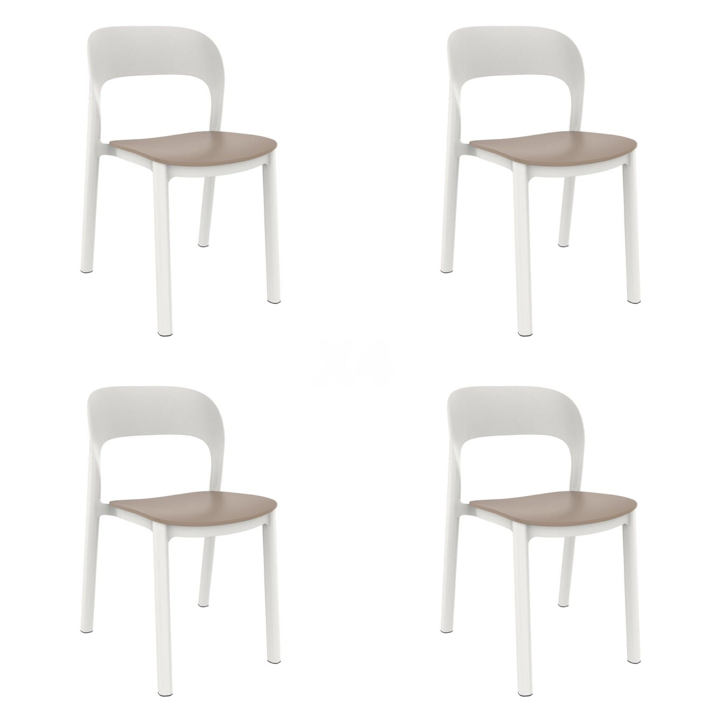 Garbar ona set 4 silla interior, exterior blanco - arena