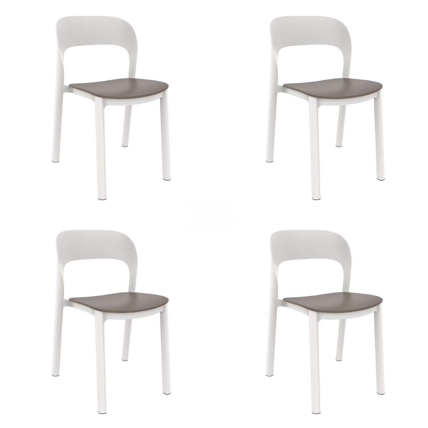 Garbar ona set 4 silla interior, exterior blanco - chocolate