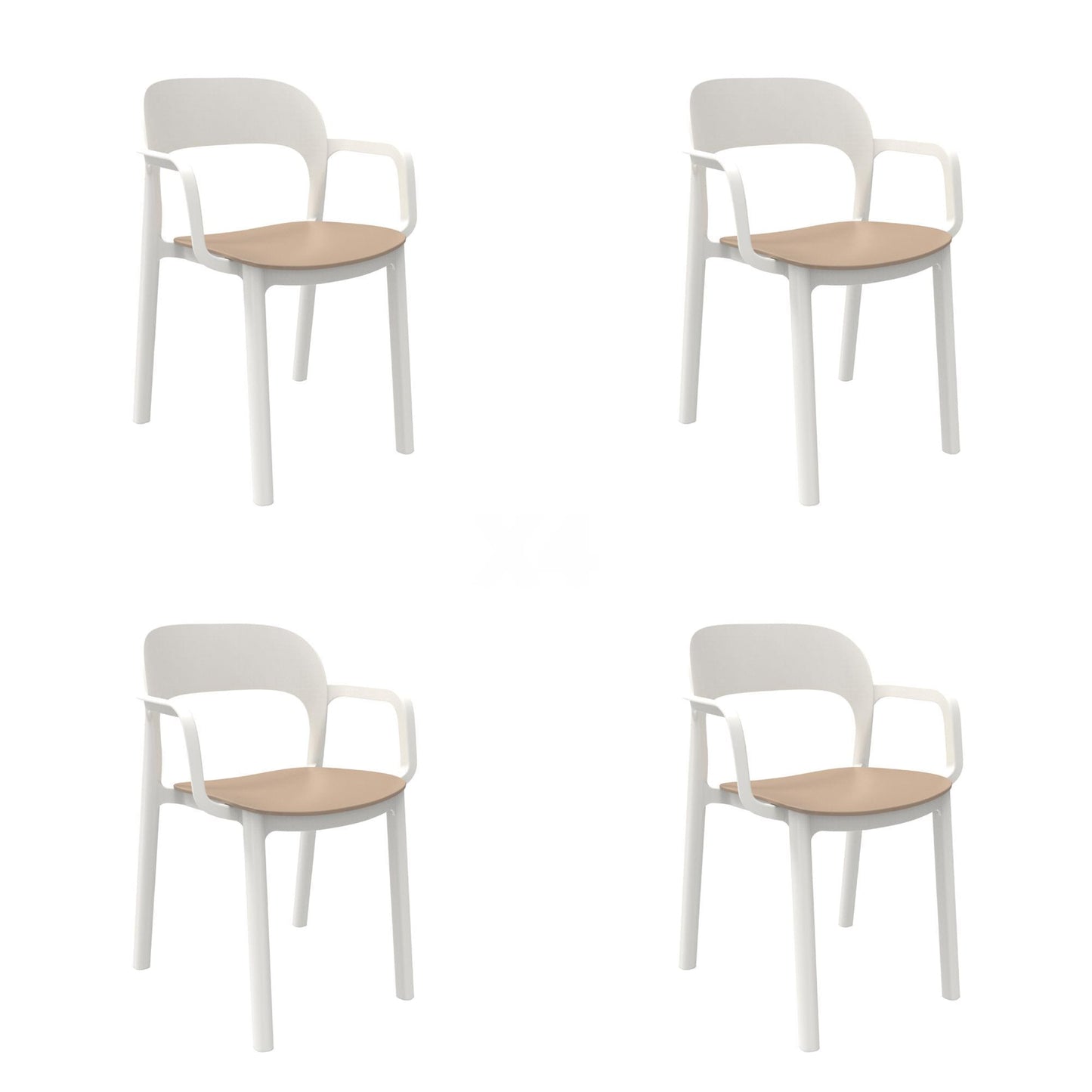 Garbar ona set 4 silla con brazos interior, exterior blanco - arena