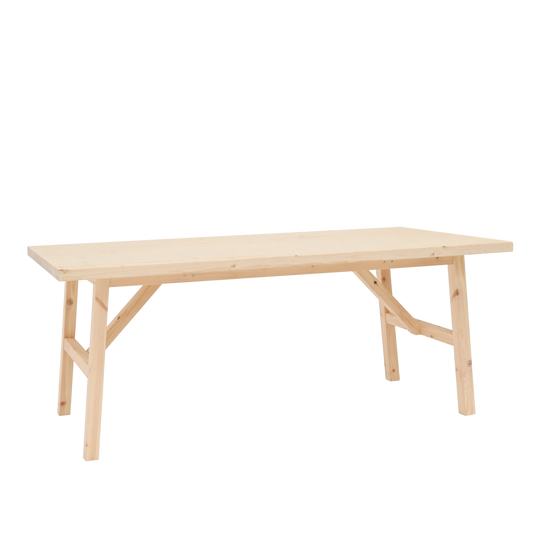 Mesa de comedor de madera maciza en tono natural de 120x90cm - DECOWOOD