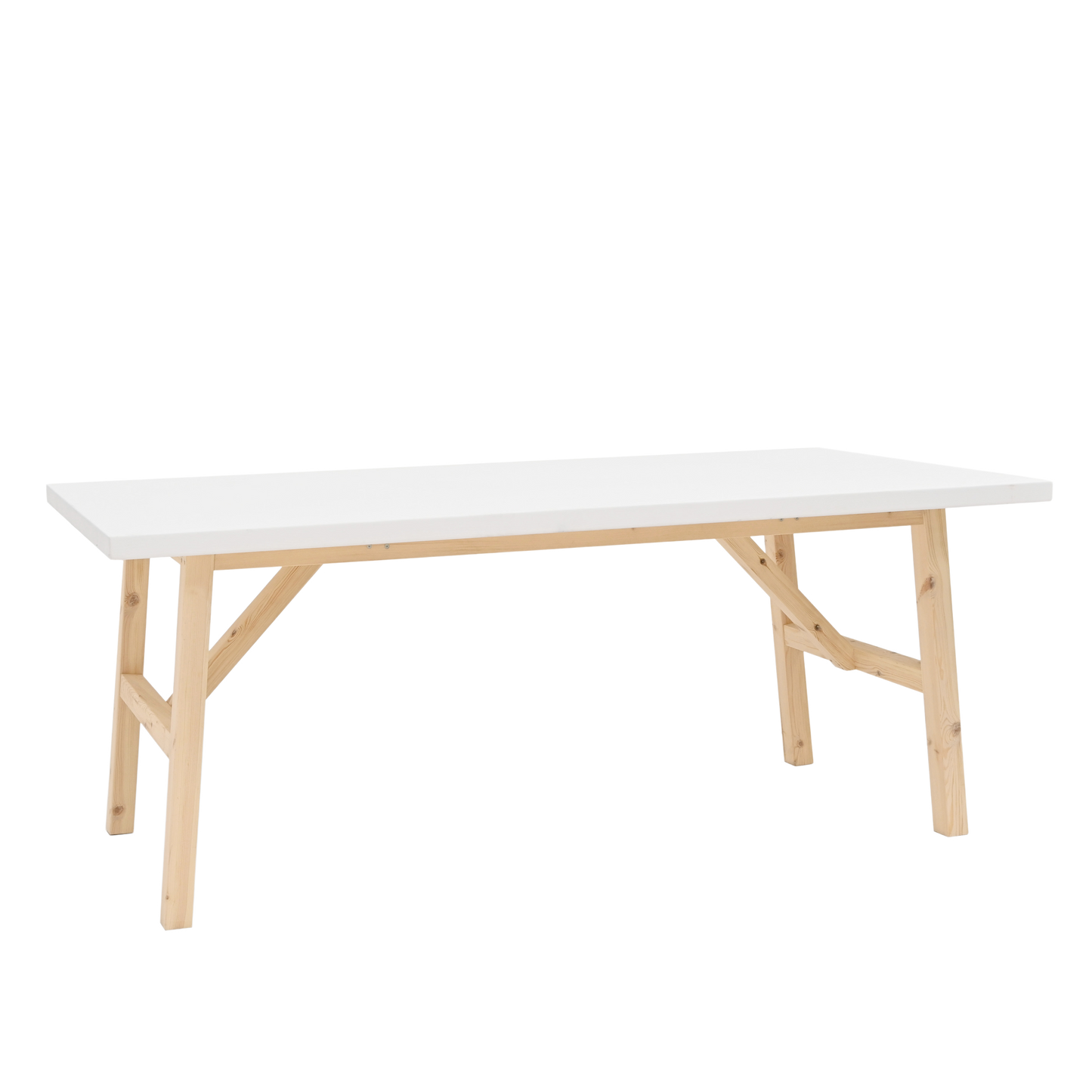 Mesa de comedor de madera maciza en tono blanco de 200x90cm - DECOWOOD