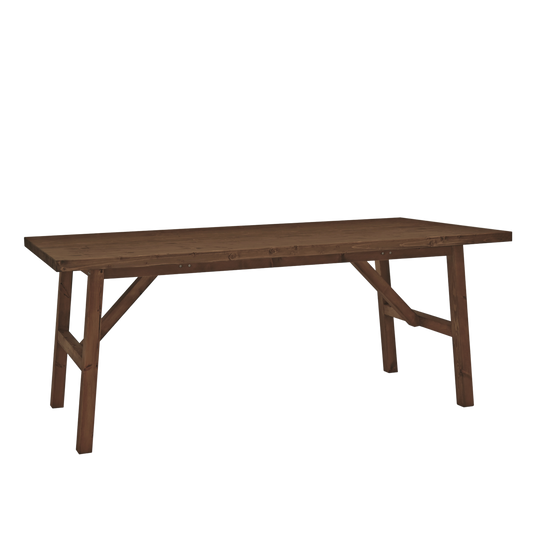 Mesa de comedor de madera maciza en tono nogal de 200x90cm - DECOWOOD