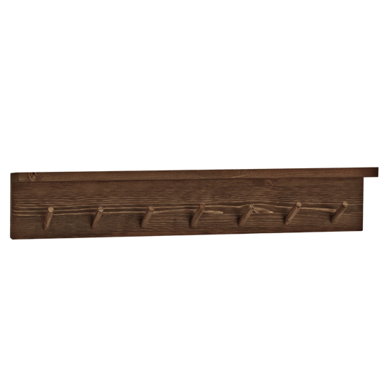 Colgador de pared de madera maciza en tono nogal de 61x9,5cm - DECOWOOD