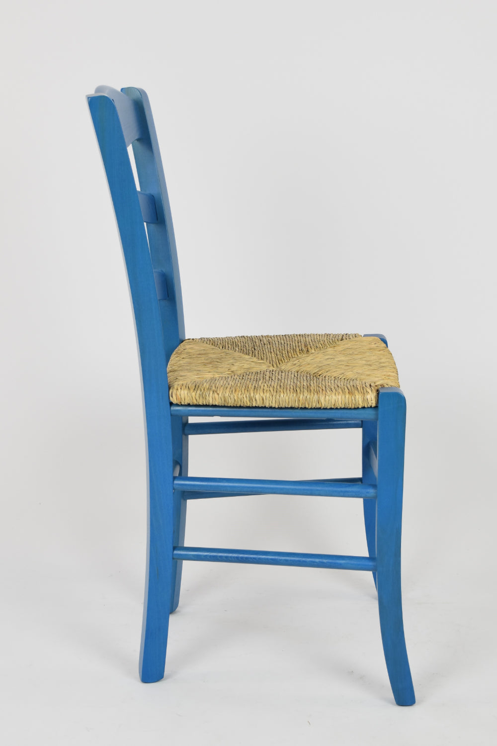 Tommychairs -Silla de Cocina Cuore en Madera de Haya y Asiento en Paja (Juego de 2 sillas, Anilina Azul)