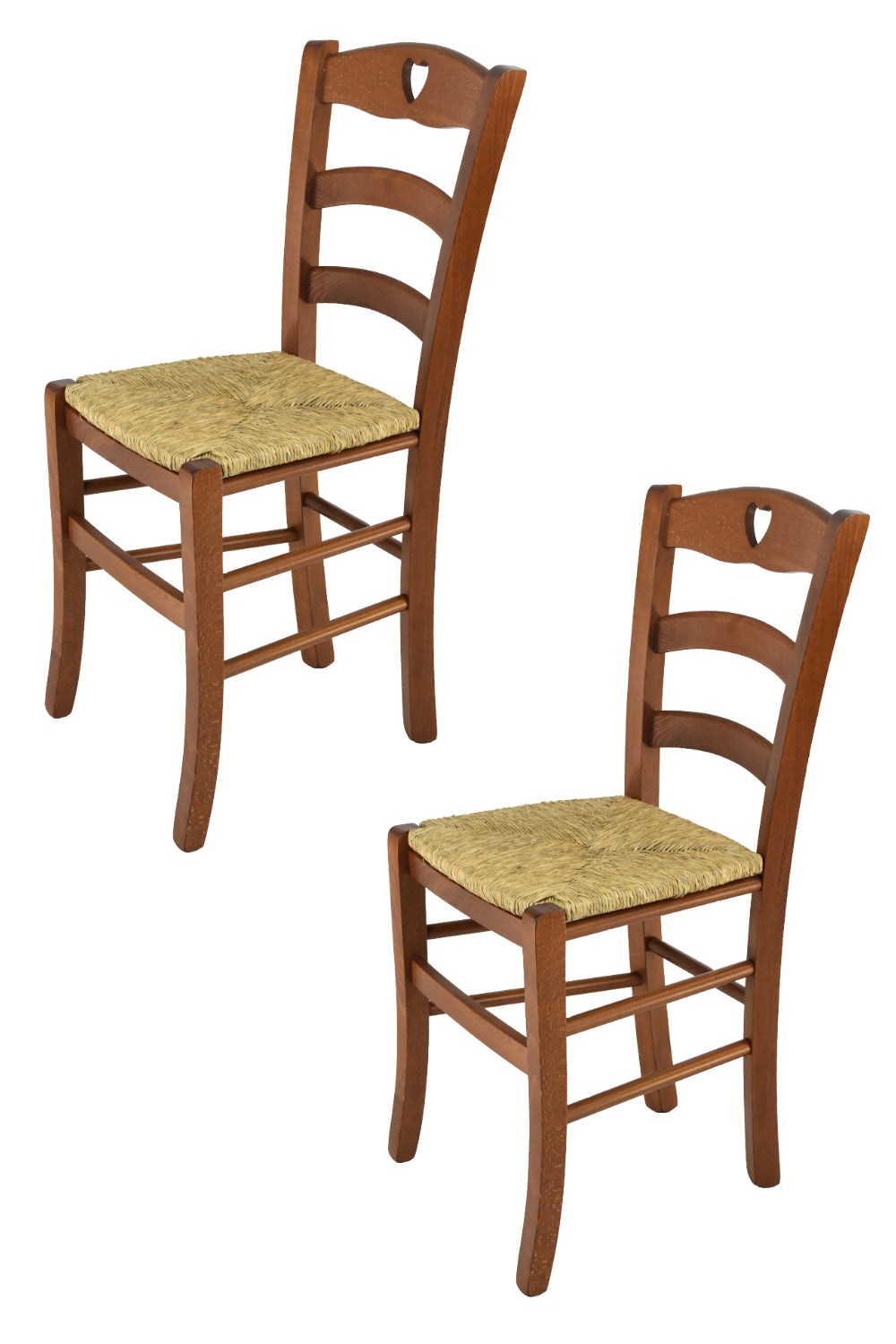 Tommychairs - Set 2 sillas de Cocina y Comedor Cuore, Estructura en Madera de Haya Color Nogal claro y Asiento en Paja