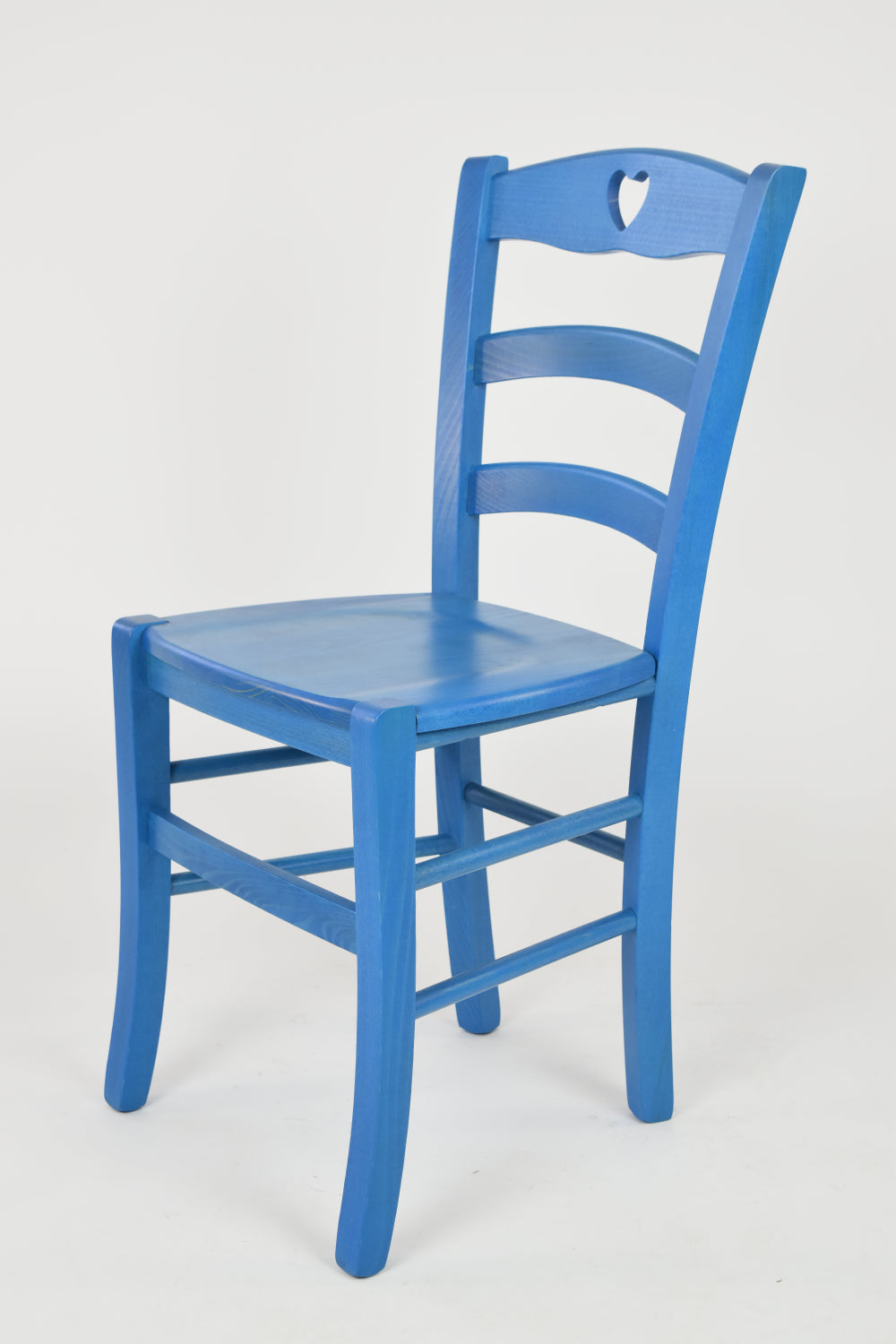 Tommychairs - Set 4 sillas de Cocina y Comedor Cuore, Estructura en Madera de Haya Color anilina Azul y Asiento en Madera