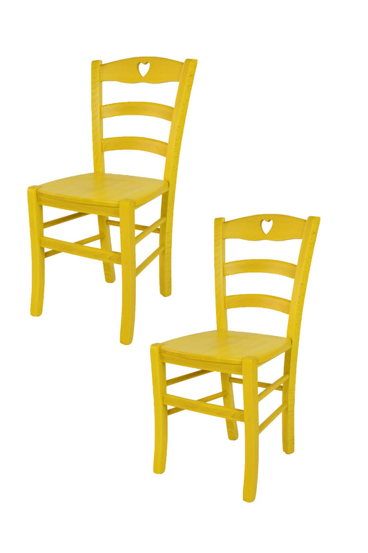Tommychairs - Set 2 sillas de Cocina y Comedor Cuore, Estructura en Madera de Haya Color anilina Amarilla y Asiento en Madera