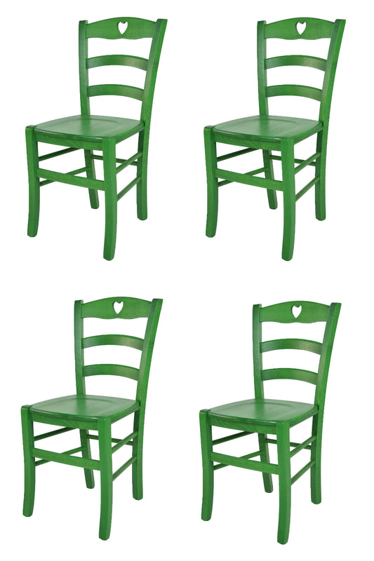 Tommychairs - Set 4 sillas Cuore para Cocina y Comedor, Estructura en Madera de Haya Color anilina Verde y Asiento en Madera