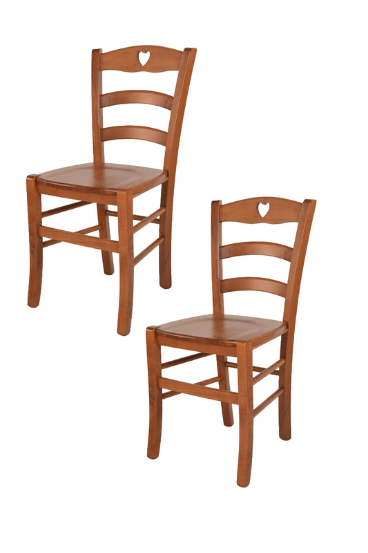 Tommychairs - Set 2 sillas de Cocina y Comedor Cuore, Estructura en Madera de Haya Color Cerezo y Asiento en Madera