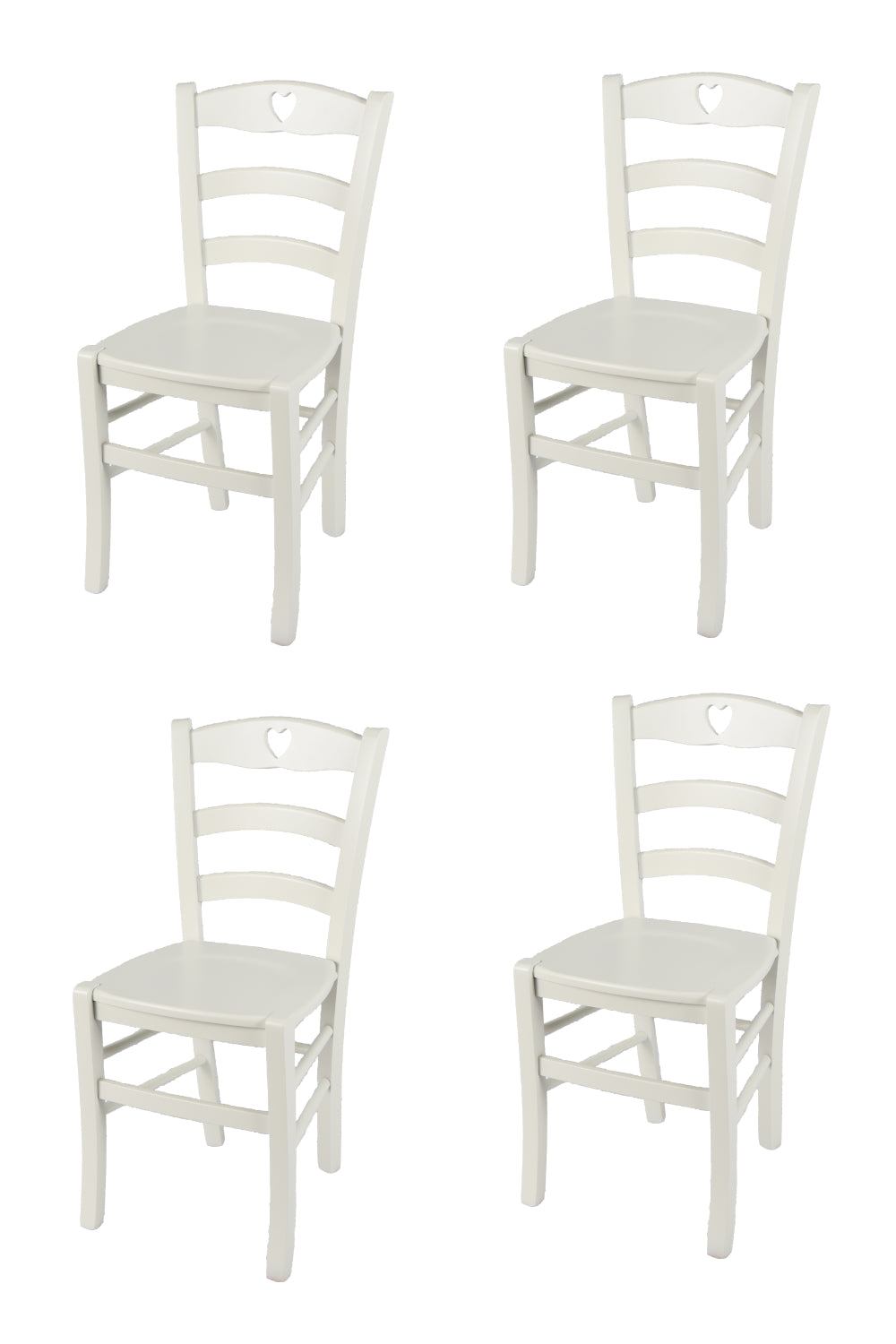 Tommychairs - Set 4 sillas de Cocina y Comedor Cuore, Estructura en Madera de Haya Color Blanco Hielo y Asiento en Madera