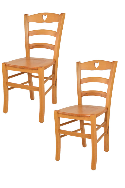 Tommychairs - Set 2 sillas de Cocina y Comedor Cuore, Estructura en Madera de Haya Color Miel y Asiento en Madera