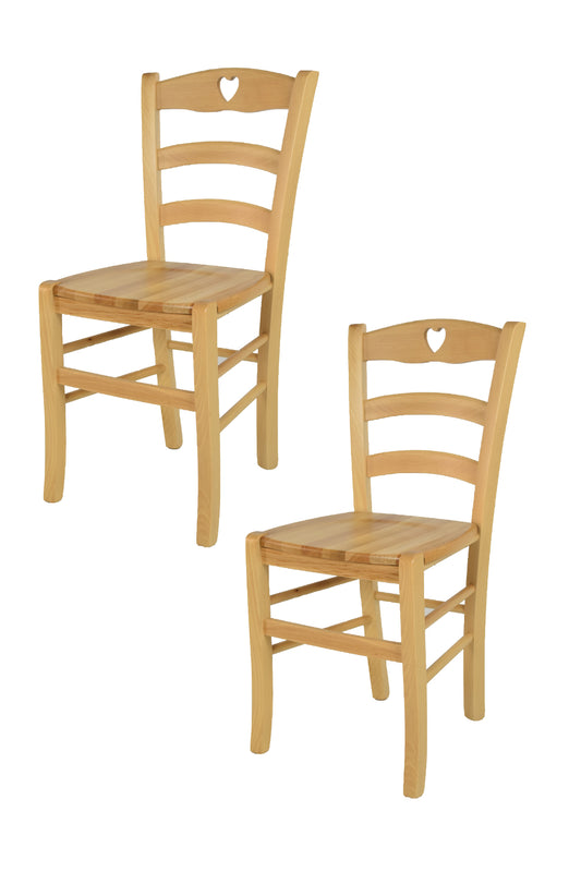 Tommychairs - Set 2 sillas de Cocina y Comedor Cuore, Estructura en Madera de Haya Color Natural y Asiento en Madera