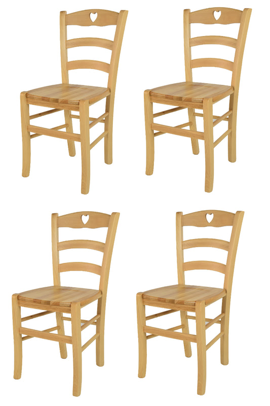 Tommychairs - Set 4 sillas de Cocina y Comedor Cuore, Estructura en Madera de Haya Color Natural y Asiento en Madera