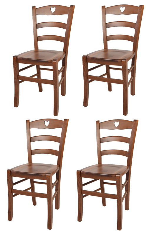 Tommychairs - Set 4 sillas de Cocina y Comedor Cuore, Estructura en Madera de Haya Color Nuez Claro y Asiento en Madera