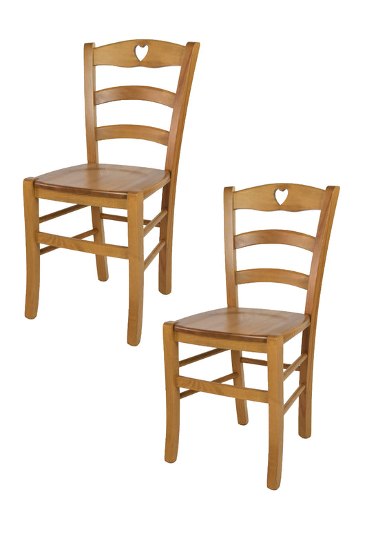 Tommychairs - Set 2 sillas de Cocina y Comedor Cuore, Estructura en Madera de Haya Color Roble y Asiento en Madera