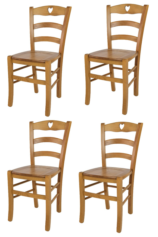 Tommychairs - Set 4 sillas de Cocina y Comedor Cuore, Estructura en Madera de Haya Color Roble y Asiento en Madera
