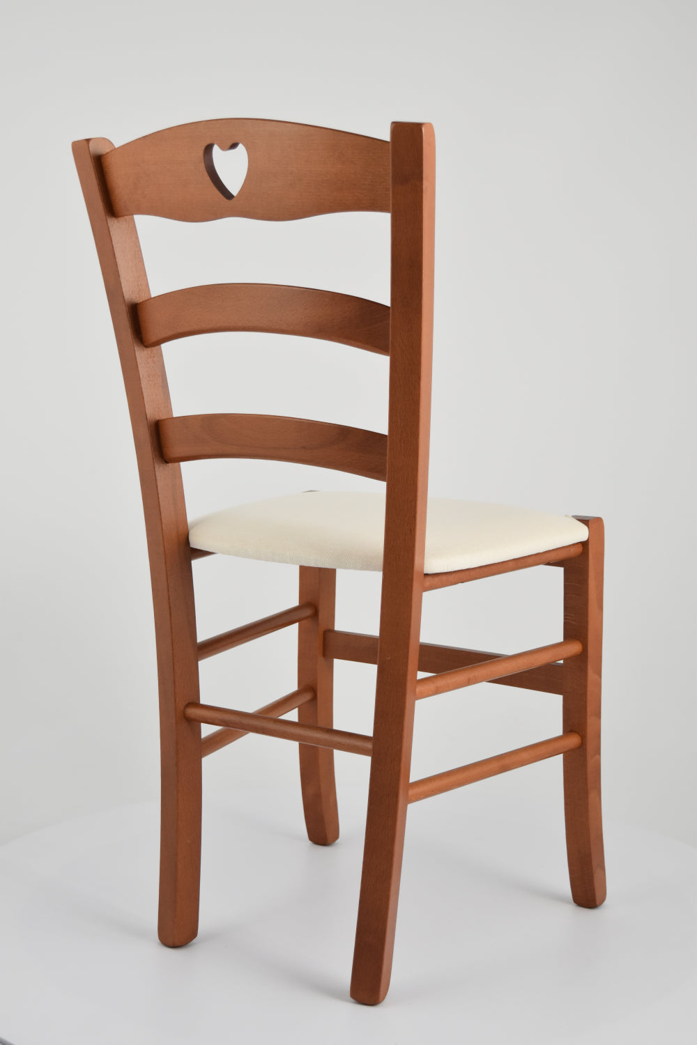 Tommychairs - Set 4 sillas de Cocina y Comedor Cuore, Estructura en Madera de Haya Color Cerezo y Asiento tapizado en Tejido Color Marfil