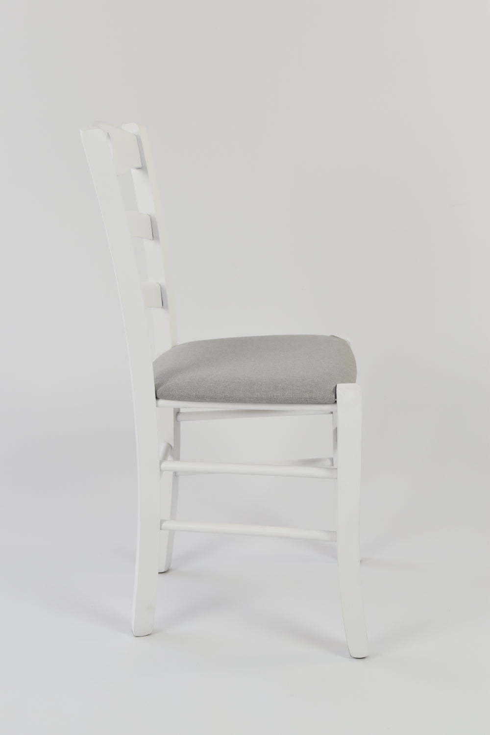 Tommychairs - Set 4 sillas de Cocina y Comedor Cuore, Estructura en Madera de Haya barnizada Color Blanco y Asiento tapizado en Tejido Gris Perla