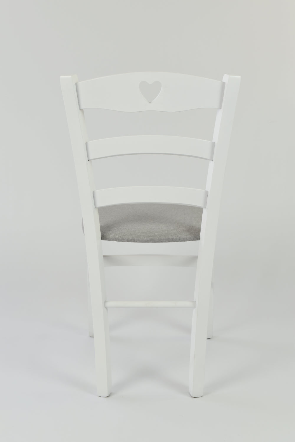 Tommychairs - Set 4 sillas de Cocina y Comedor Cuore, Estructura en Madera de Haya barnizada Color Blanco y Asiento tapizado en Tejido Gris Perla