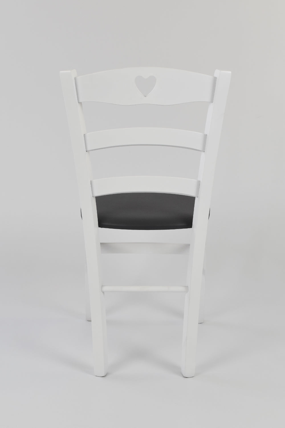 Tommychairs - Set 4 sillas de Cocina y Comedor Cuore, Estructura en Madera de Haya barnizada Color Blanco y Asiento tapizado en Polipiel Gris Oscuro