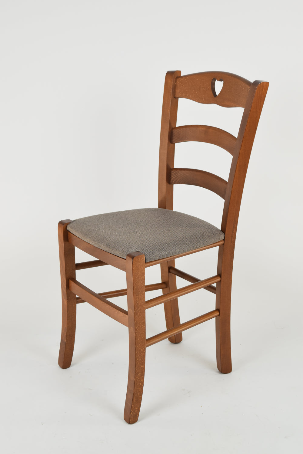 Tommychairs - Set 4 sillas de Cocina y Comedor Cuore, Estructura en Madera de Haya Color Nuez Claro y Asiento tapizado en Tejido Color corzo