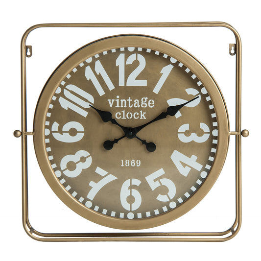 Angon Reloj Pared, de Hierro, en color Oro, de 50x8x54cm  - Lastdeco
