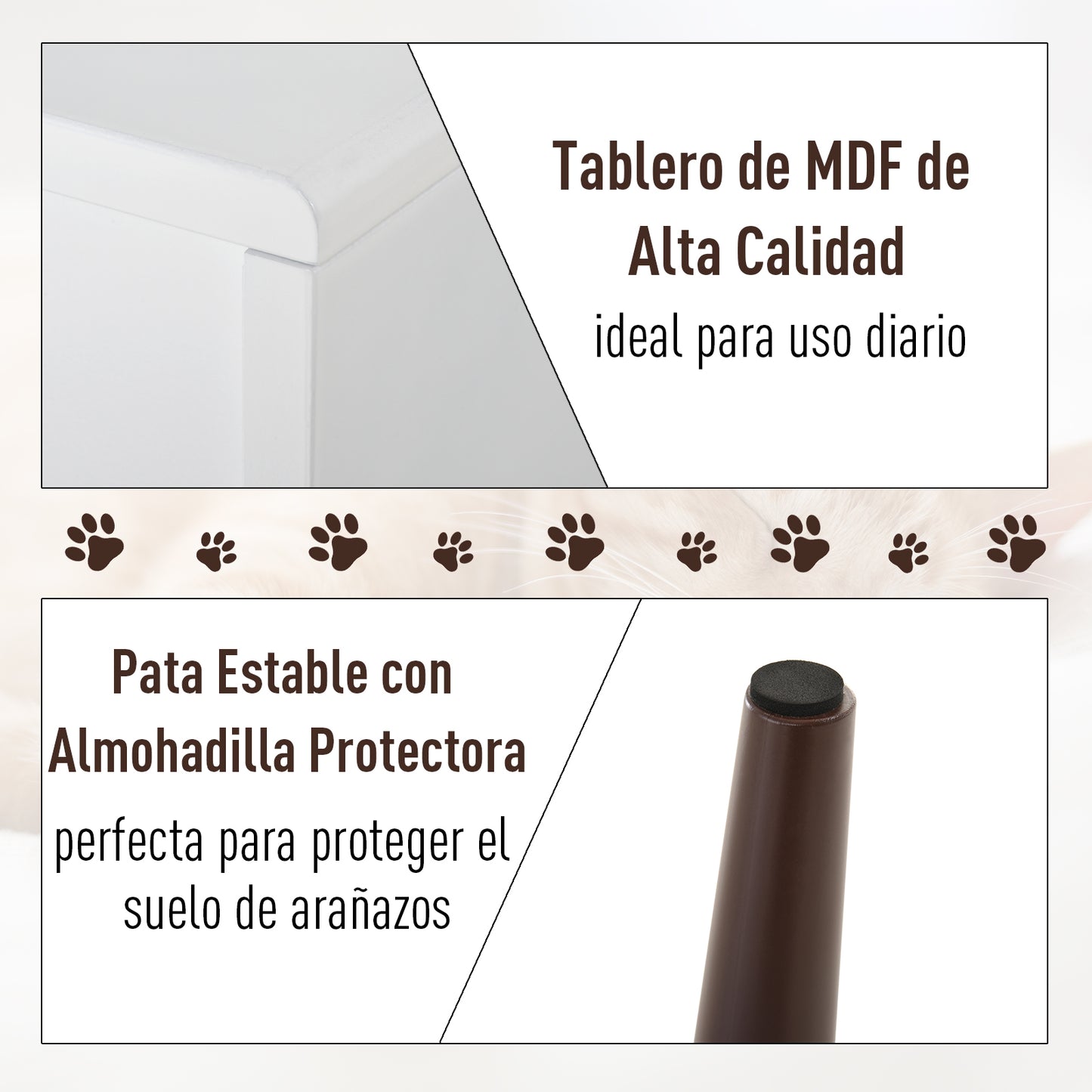 PawHut Cueva de Gatos Cama para Mascotas Semiabierto con Cojín Acolchado Suave Antideslizante Diseño Elevado Bonito Felpa Corta 49x34x49 cm Blanco