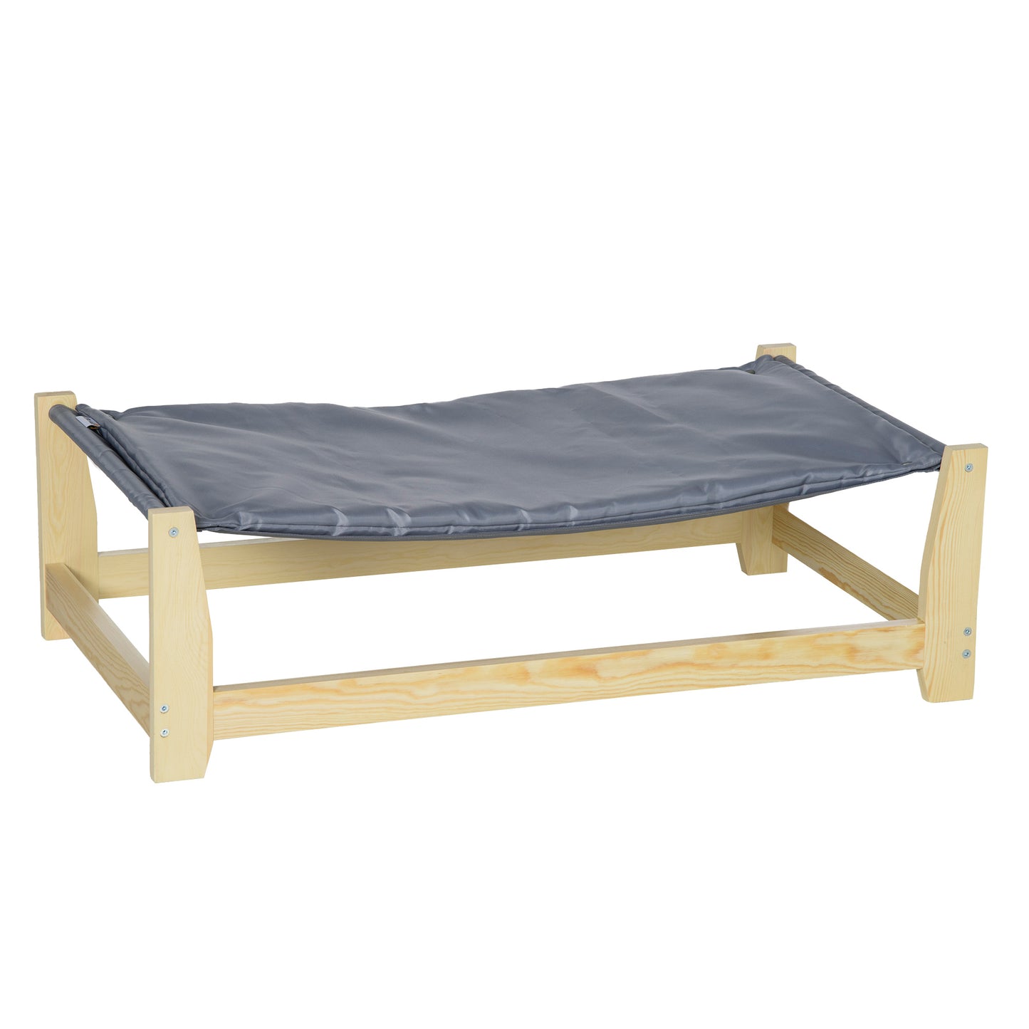 PawHut Cama Elevada para Perros Cama para Mascotas Medianas y Pequeños con Cojín Lavable Tela Oxford y Marco de Madera Carga 15 kg para Interior y Exterior 90x50x28 cm Gris