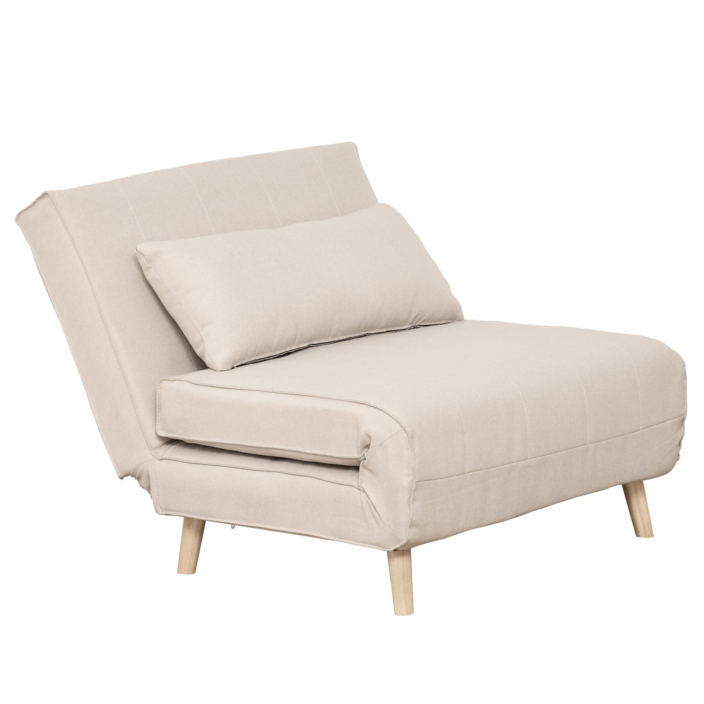 HOMCOM Sofá Cama Convertible Sillón Cama con Respaldo Ajustable en 6 Posiciones Almohada Acolchada Carga 350 kg para Oficina Dormitorio Salón 94x78x80 cm Beige