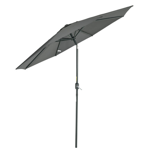 Outsunny Sombrilla de Jardín Øde Aluminio 264x253 cm Parasol de Jardín con Ángulo Ajustable Protección UV 50+ Manivela para Terraza Balcón Exterior Gris