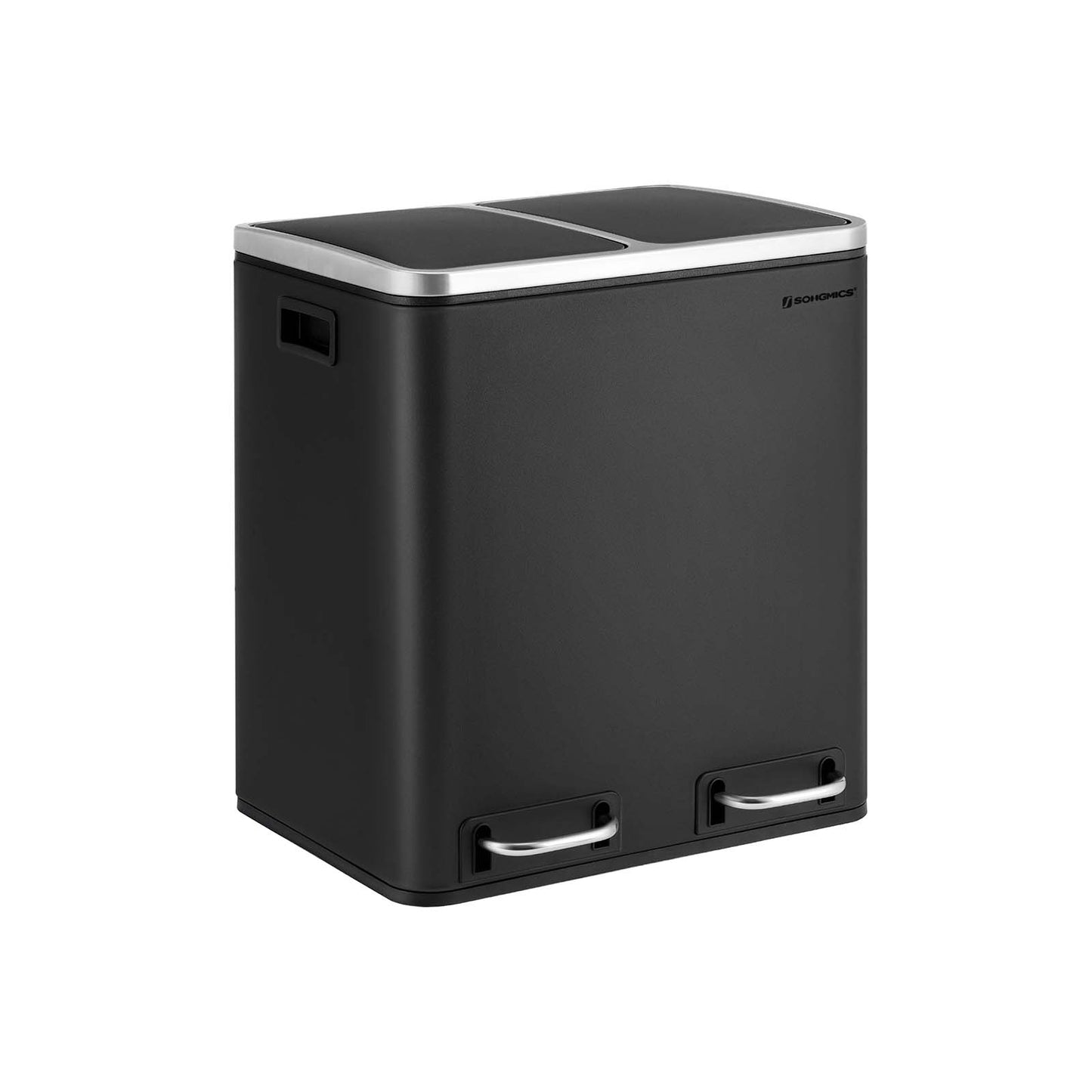 Cubo de Basura de Cocina de 2 x 15 L Negro-SONGMICS