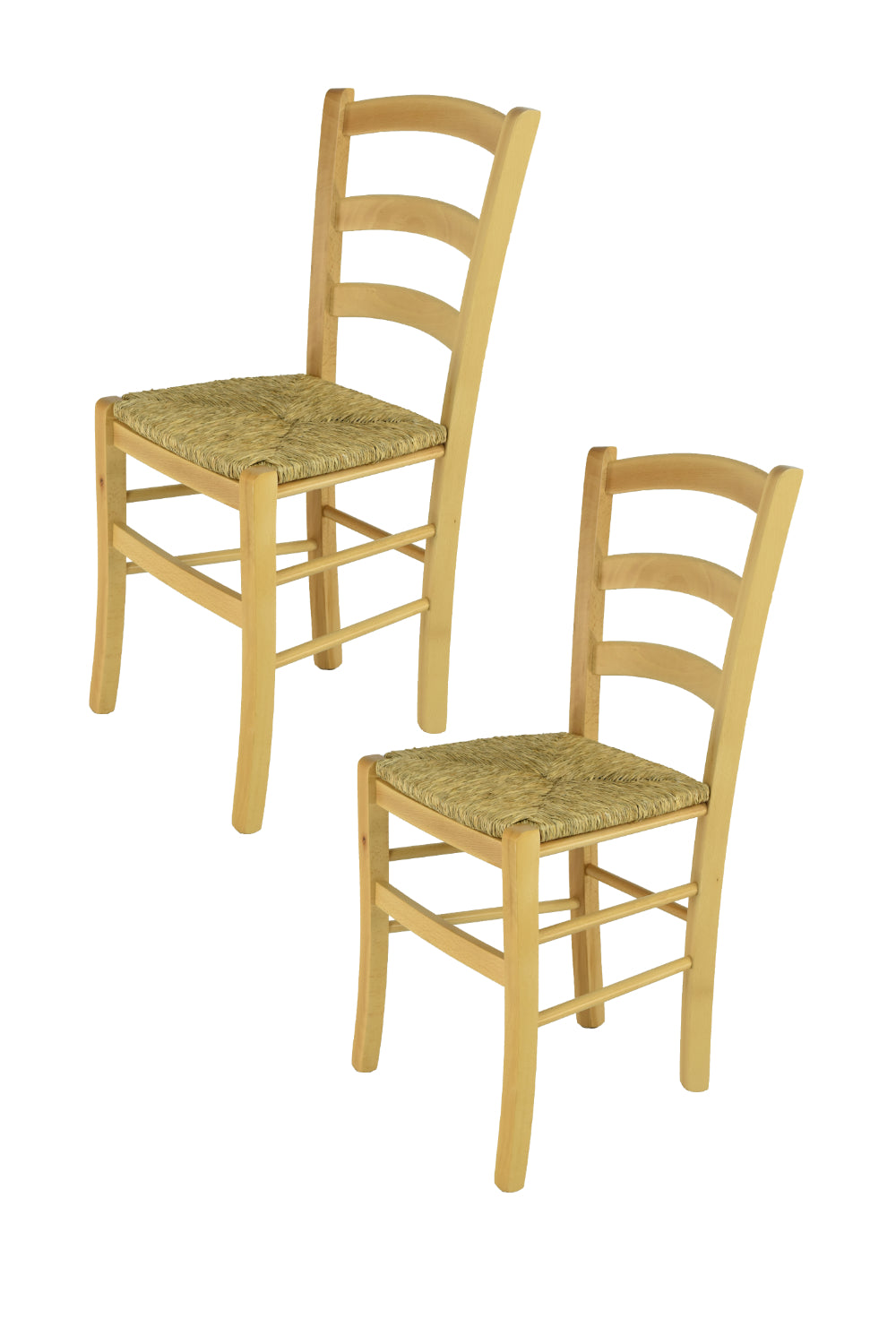 Tommychairs - Set 2 sillas de Cocina y Comedor Venice, Estructura en Madera de Haya Color Natural y Asiento en Paja