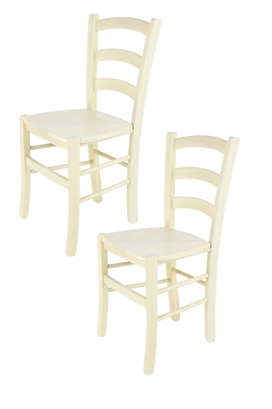 Tommychairs - Set 2 sillas de Cocina y Comedor Venice, Estructura en Madera de Haya Color anilina Blanca y Asiento en Madera