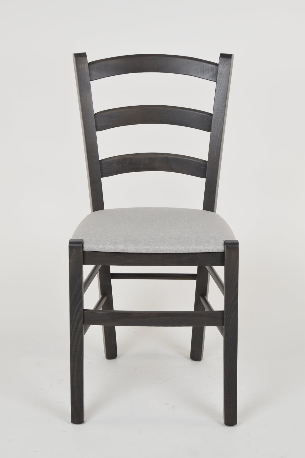 Tommychairs - Set 2 sillas de Cocina y Comedor Venice, Estructura en Madera de Haya anilina Gris Oscuro y Asiento tapizado en Tejido Gris Perla