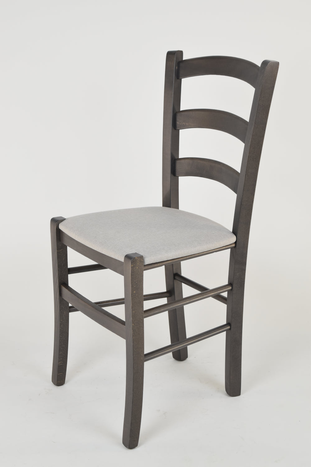 Tommychairs - Set 4 sillas de Cocina y Comedor Venice, Estructura en Madera de Haya anilina Gris Oscuro y Asiento tapizado en Tejido Gris Perla