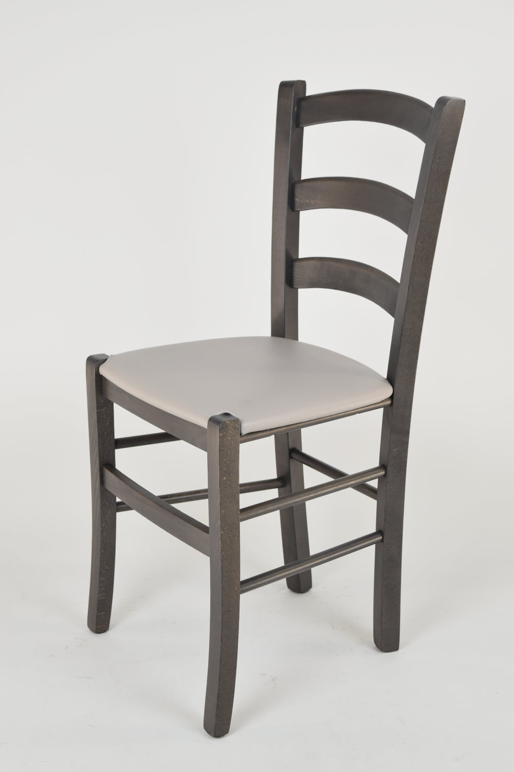 Tommychairs - Set 2 sillas de Cocina y Comedor Venice, Estructura en Madera de Haya anilina Gris Oscuro y Asiento tapizado en Polipiel Gris Claro