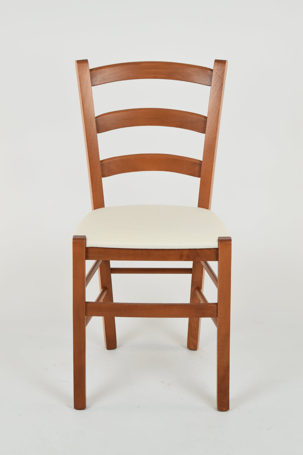 Tommychairs - Set 2 sillas de Cocina y Comedor Venice, Estructura en Madera de Haya Color Cerezo y Asiento tapizado en Tejido Color Marfil