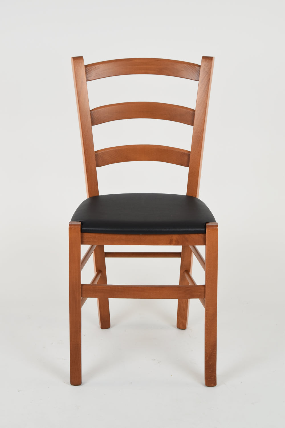 Tommychairs - Set 2 sillas de Cocina y Comedor Venice, Estructura en Madera de Haya Color Cerezo y Asiento tapizado en Polipiel Color Negro