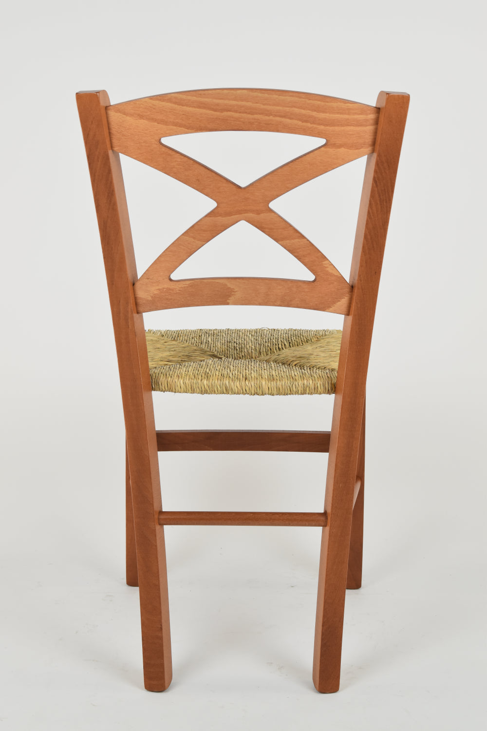 Tommychairs - Set 2 sillas de Cocina y Comedor Cross, Estructura en Madera de Haya Color Cerezo y Asiento en Paja