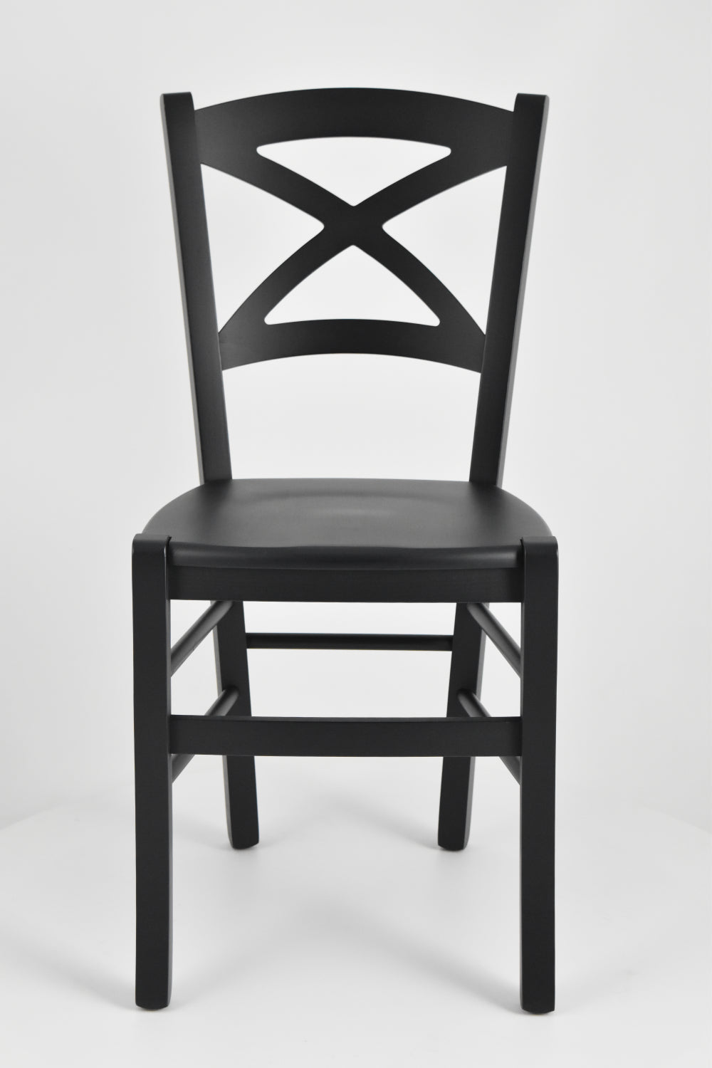 Tommychairs - Set 4 sillas de Cocina y Comedor Cross, Estructura en Madera de Haya Color anilina Negra y Asiento de Madera