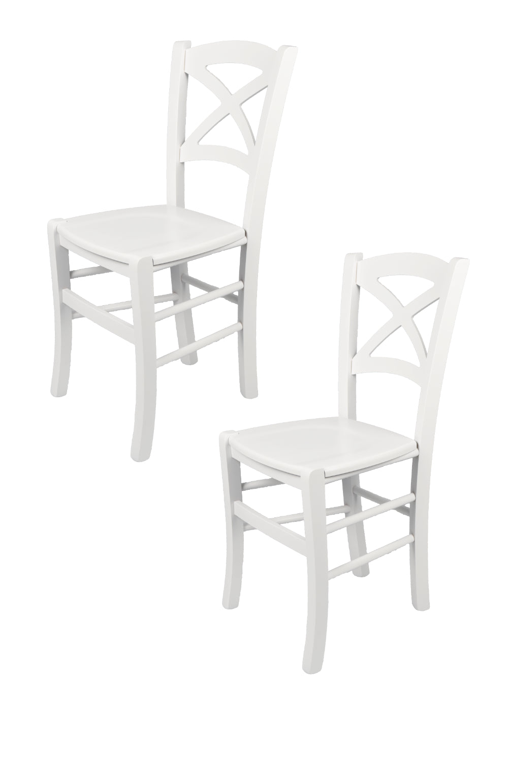 Tommychairs - Set 2 sillas de Cocina y Comedor Cross, Estructura en Madera de Haya lacada Color Blanco y Asiento en Madera
