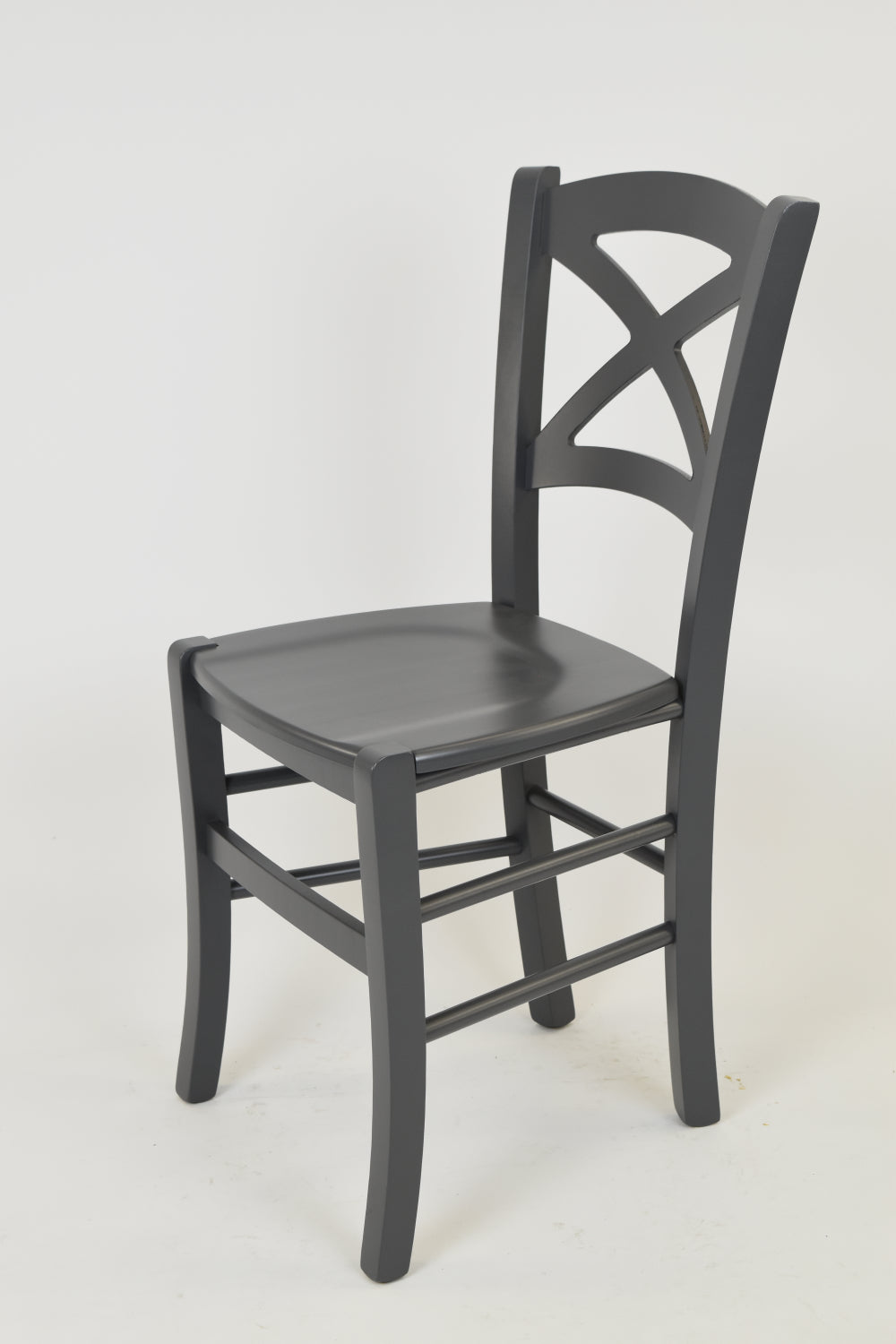 Tommychairs - Set 4 sillas de Cocina y Comedor Cross, Estructura en Madera de Haya lacada Color Gris Oscuro y Asiento en Madera