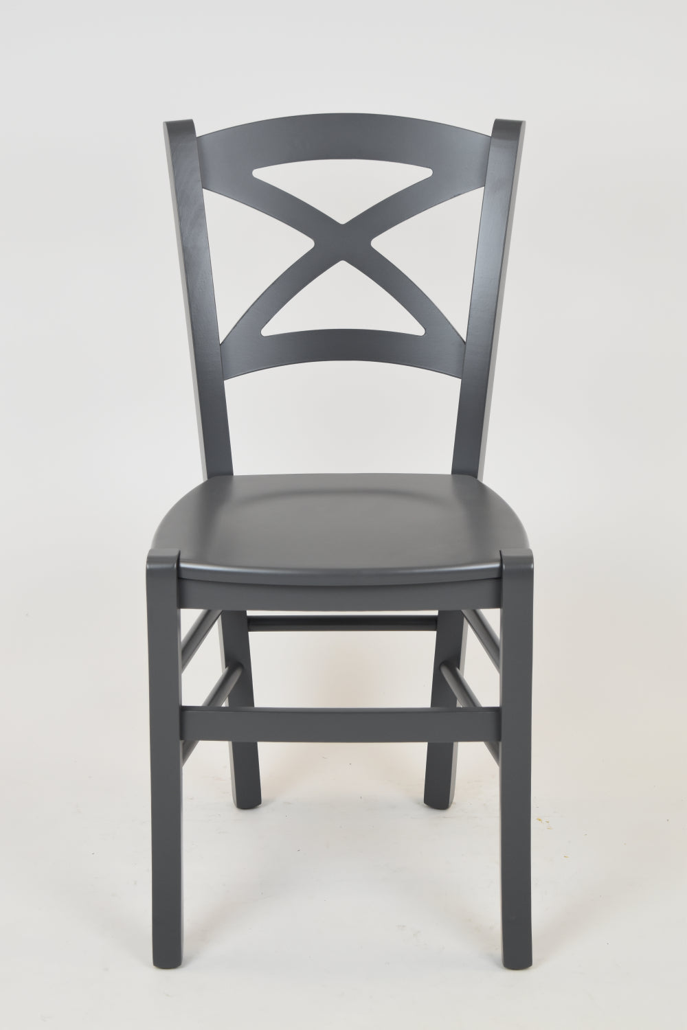 Tommychairs - Set 4 sillas de Cocina y Comedor Cross, Estructura en Madera de Haya lacada Color Gris Oscuro y Asiento en Madera